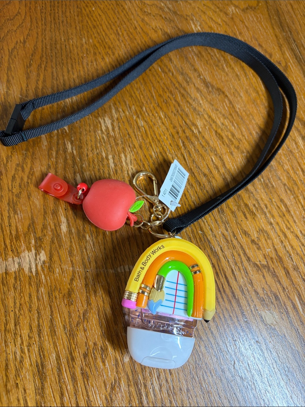 Bath & Body Works Rainbow Pencil Hand Sanitizer Holder with Apple Charm NWT